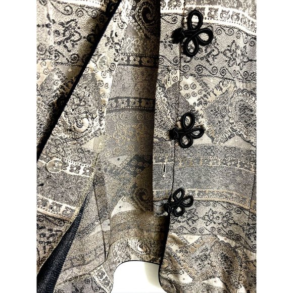 Asian Women Lite Jacket Size 18 Gold Black Semi Shinny Long Slvs Dressy Elegant - Picture 3 of 10